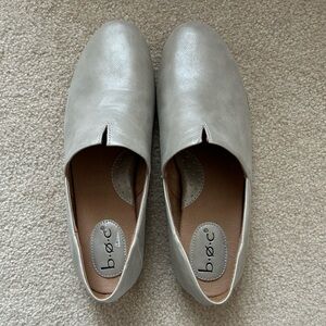B.O.C Women's Hailey Leather Silver Loafers Slip-On Lightweight Shoes 11M